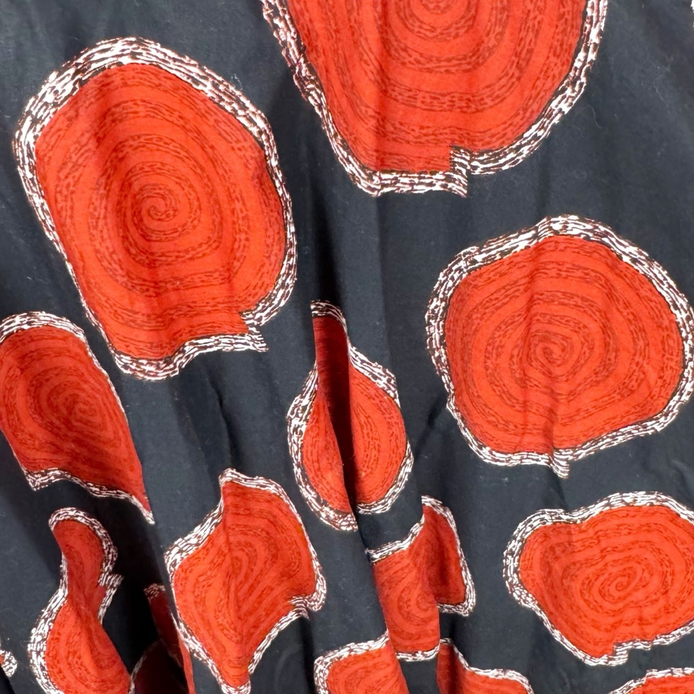 D'IYANU Black And Red African Print Midi Swirl Back Zip Skirt Size Large - Picture 3 of 10